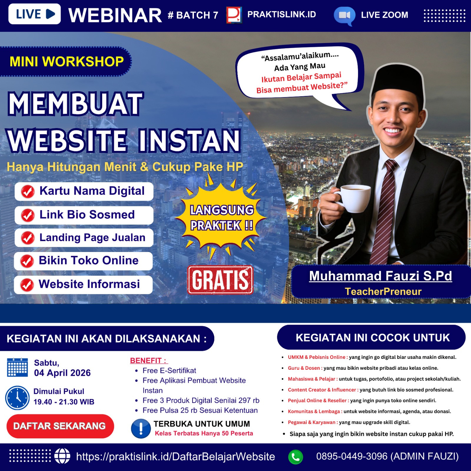 WEBINAR GRATIS BELAJAR WEBSITE